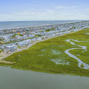 Aerial view of residential area featuring a nearby