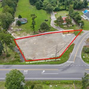 Aerial overview of property's location with proper