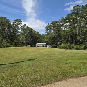 View of green lawn with a wooded view