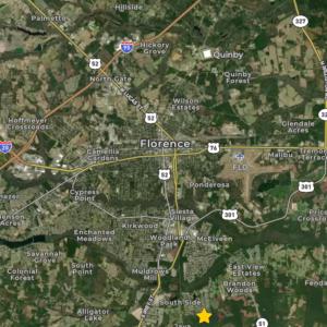 Aerial map of property and surrounding area