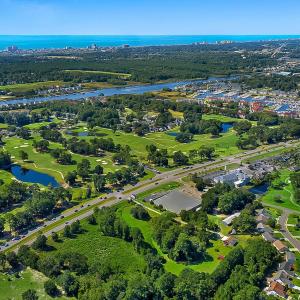 Aerial overview of property's location with a near