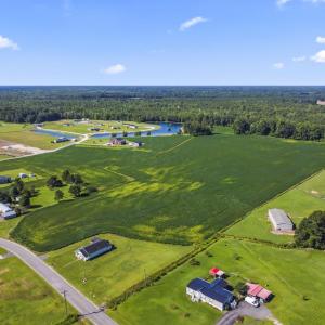Aerial view of sparsely populated area featuring a