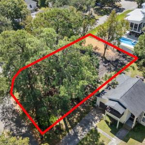 Aerial view of property's location with property b