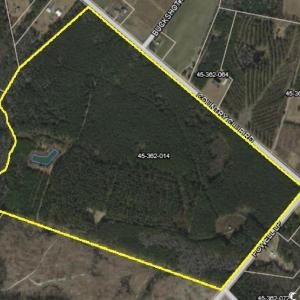 Aerial view of property's location with property p