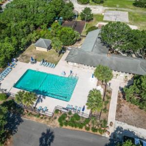 Aerial view of a pool area