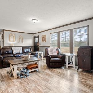 Living room featuring a textured ceiling, ornament