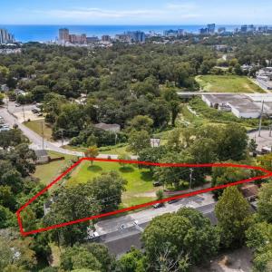 View of urban area with property boundaries highli