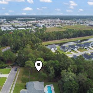 Aerial overview of property's location featuring a