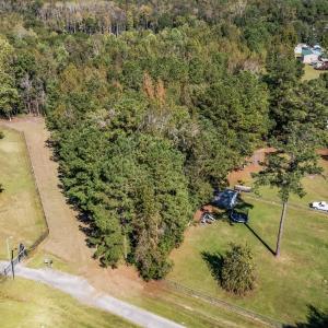 Aerial view of a nearby body of water