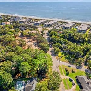 Aerial view of residential area with expansive coa