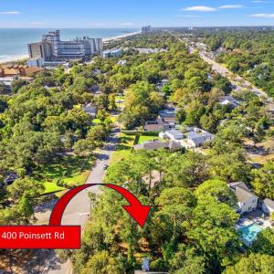 Aerial overview of property's location with a near