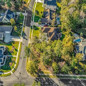 Aerial view of residential area