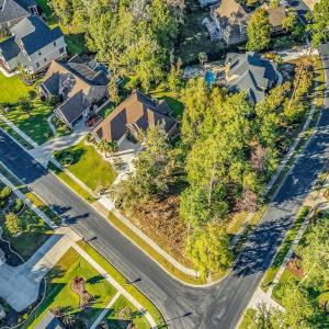 Aerial perspective of suburban area