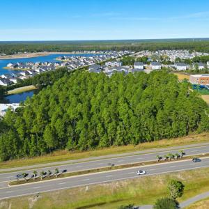 Aerial view of residential area featuring a large