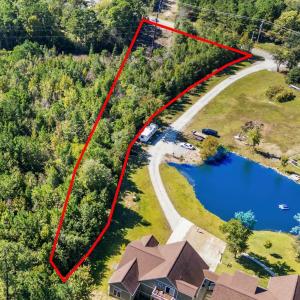 Aerial overview of property's location with a larg