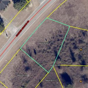 Aerial view of property's location with property p