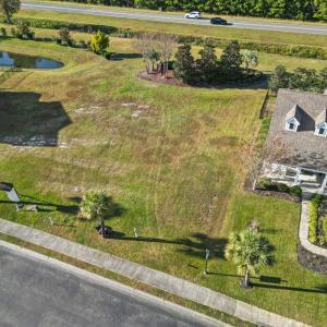 Aerial view of a nearby body of water