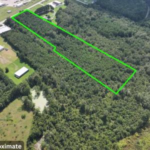 Aerial view of property's location with a forest a