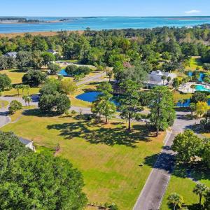 Drone / aerial view of a large body of water
