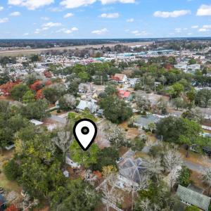 Aerial perspective of suburban area