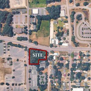 Aerial map of property and surrounding area with p