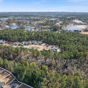 Aerial overview of property's location with a larg