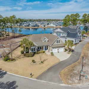 Aerial view of residential area featuring a large