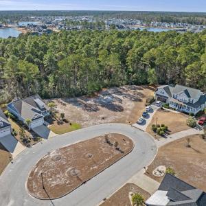 Aerial view of residential area featuring a large