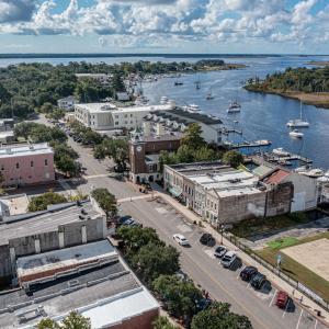 Drone / aerial view of a nearby body of water