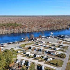 Aerial view of property's location featuring a for
