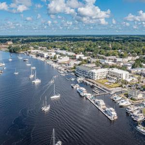 Aerial view of a large body of water