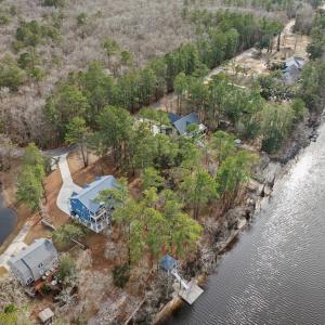 Drone / aerial view of a nearby body of water