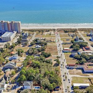Aerial view of residential area with extended coas