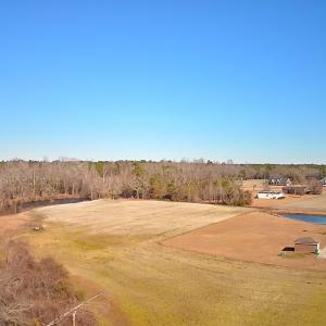 Aerial view of a nearby body of water