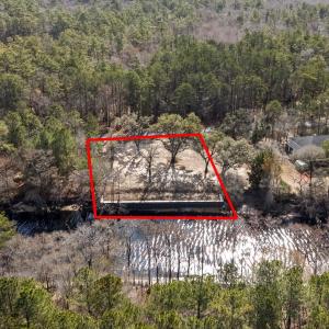 Aerial view of property's location with property p