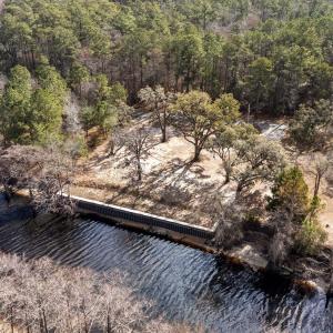 Bird's eye view of a nearby body of water