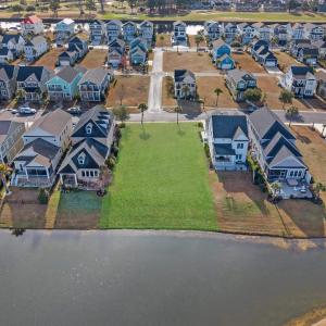 Aerial view of residential area featuring a large