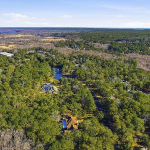 Aerial view of property's location with a nearby b