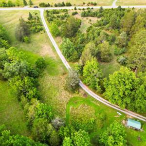 Aerial view of lot from the back with Two Bid road running along the front.