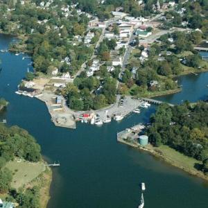 Aeriel view of downtown Onancock area.