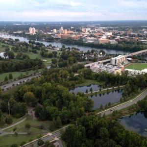 Savannah River, ball park in the distanc