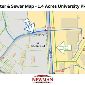water sewer 1.4 acres university