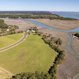 Aerial of road and dock