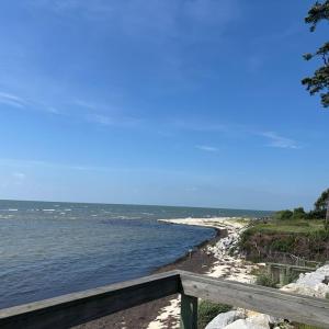Private community beach at high tide