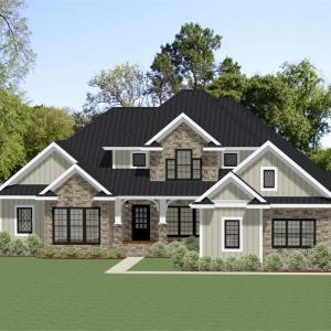 This is an example of the House Plan that is approved for affluent Crown Ridge Estates. As of 2024 the value of the home being built and the one starting construction soon is $1,000,000 to $1,300,000. Purchasers should anticipate to spend 1M turn key.