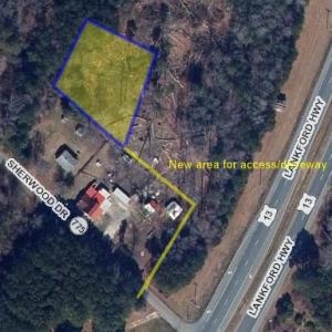 Line shows new area for access/driveway