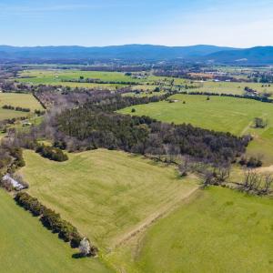 When viewed from the street, this view is from the back left (west) corner, with Elkton and the Blue Ridge in the distance.