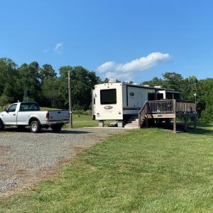 Camper Setup w/Deck on Concrete Pad