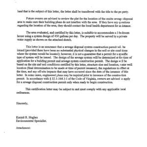 Septic Certification Letter page 2