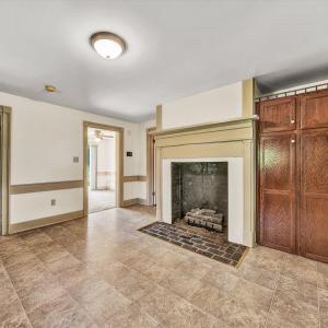 Kitchen with Gas log Fireplace